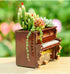 Wooden Pots, Mini Flowerpot, Retro Resin Succulent Planter Bonsai Pot Desk Holder Mini Ornament (Piano Black)