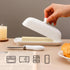 Butter Dish with Lid, Porcelain Butter Box with Stainless Steel Knife, Kitchen Gift in White