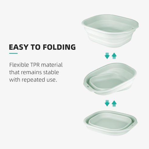 2 Pack Set, Collapsible Wash Basin Foldable Dish Tub, Small Medium Portable Sink for Kitchen, Camping, RV, Baby