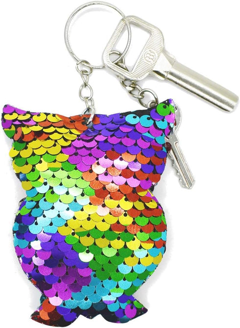 TTSAM 20 Pieces Reversible Mermaid Sequin Keychain, Glitter Flip Sequin Keychains Animal Shape for Party Events Gift
