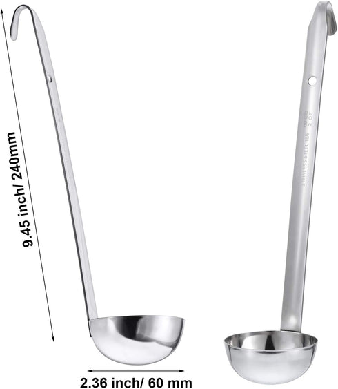 meekoo 3 Pieces Stainless Steel Ladle, 2 oz Soup Handle Ladle with Pouring Rim for Kitchen Cooking Sauce