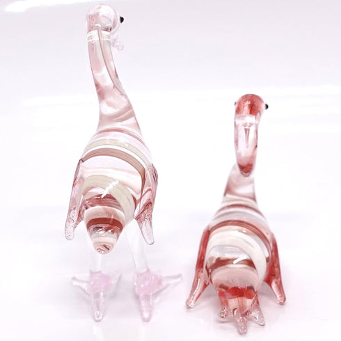 Hand Painted Flamingo Miniature Figurines Collectible Glass Art Bird Decor (2 Red White)