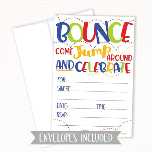 Bounce House or Jumping Party Invitations with Envelopes (20 Count)