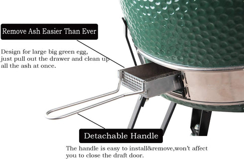Ash Tool Slid Out ash Drawer Stainless Steel for Large Big Green Egg Green Egg Replacement Parts ash Clean tool