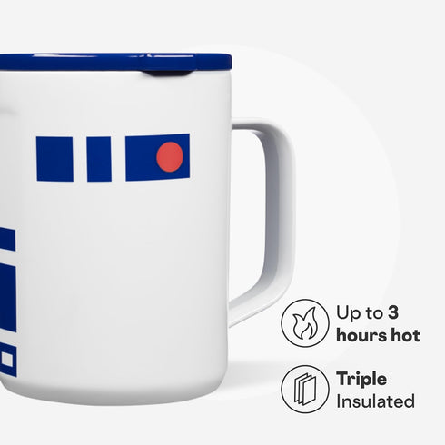3 16 oz R2-D2 Corkcicle Classic Coffee Mug - Triple Insulated Stainless Steel for Travel - Shatter-Proof Lid - Keeps