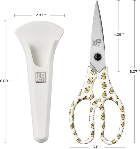 Linoroso Heavy Duty Kitchen Scissors - Japanese Steel 4034 with Magnetic Holder for Meat, Vegetables, BBQ