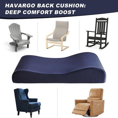 2-in-1 HAVARGO Neck Pillow Lumbar Support Pillow for Recliner Couch& Glider Chair - High Resilient Foam Ergonomic Back