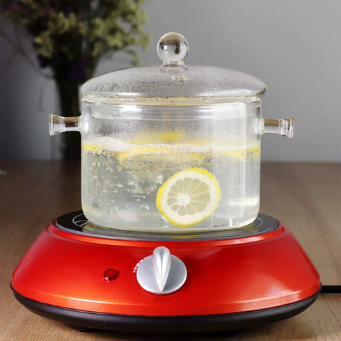 Glass Saucepan with Cover, 1.5L/50 FL OZ Heat-resistant Glass Stovetop Pot for Pasta, Soup, Milk