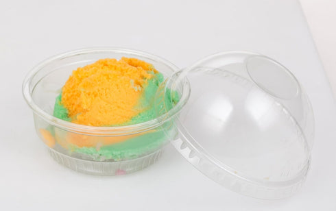 Golden Apple, 3.5oz-30sets Clear Plastic Cups for Ice Cream, Snack Bowl with Dome Lids