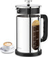 French Press Coffee Maker, 304 Stainless Steel Cold Brew with 4 Filter, Heat Resistant Borosilicate Glass, 34ounce,