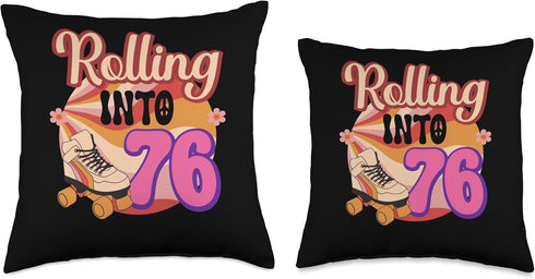 In-line Skates Throw Pillow, 16x16, Multicolor Rolling Into 76 Towards 1950