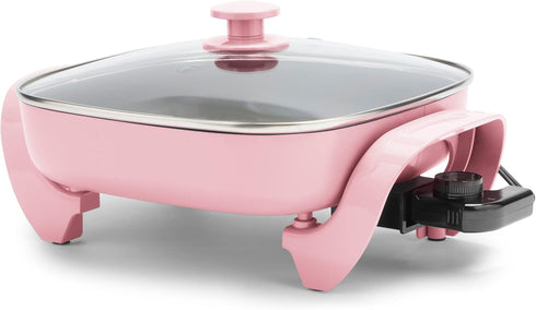 GreenLife 12" 5QT Square Electric Skillet – Glass Vented Lid, Ceramic PFAS-Free Nonstick, Adjustable Temperature