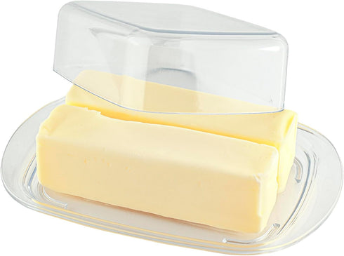 2 Countertop Large Butter Dish with Lid, Butter Keeper, Plastic Butter Holder Tray Container, Holds Stick of Butter