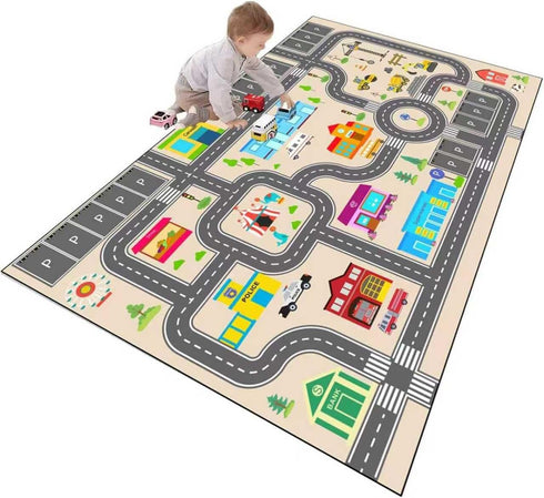 JCTQBHQF Kids Rug Play Mat for Toy Cars,City Life Road Traffic Educational Carpet,Have
