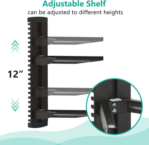 2 17.6lbs (CS202B), 2-Shelf, WALI Floating TV Shelf, Tier Glass Projector Shelf for DVD Players, Routers, Game