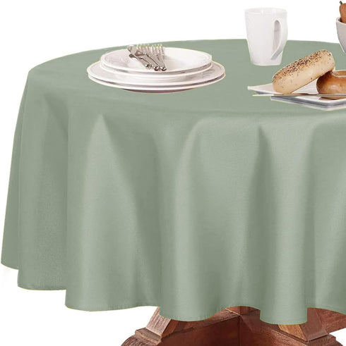210GSM 108 Inch Obstal Round Table Cloth, Oil-Proof Spill-Proof and Water Resistance Microfiber Tablecloth, Decorative