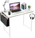 Lufeiya White Small Desk for Bedroom, Student Kids Study Writing Table for Home Office, 32 Inch Modern Mini Laptop PC