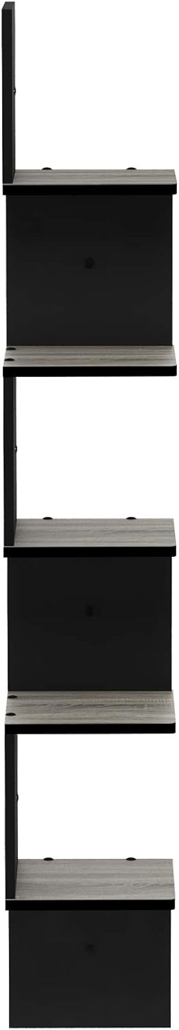 5-Tier Furinno ROSSI Corner Floating Shelves for Wall, Corner Square Wall Shelf, S-shape Radial Floating Book Shelf