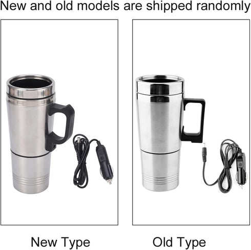 Acouto 12V Car Kettle, 350Ml+150ML Stainless Steel Electric Heating Kettle for Coffee, Tea, Travel Water Heating Cup