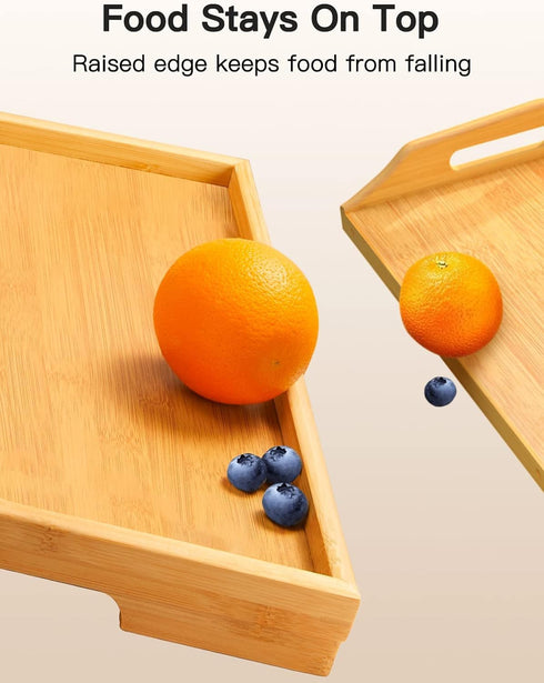 Bamboo Bed Tray Table with Foldable Legs, Breakfast Tray for Sofa, Bed, Eating, Working, Used As Laptop Desk Snack Tray
