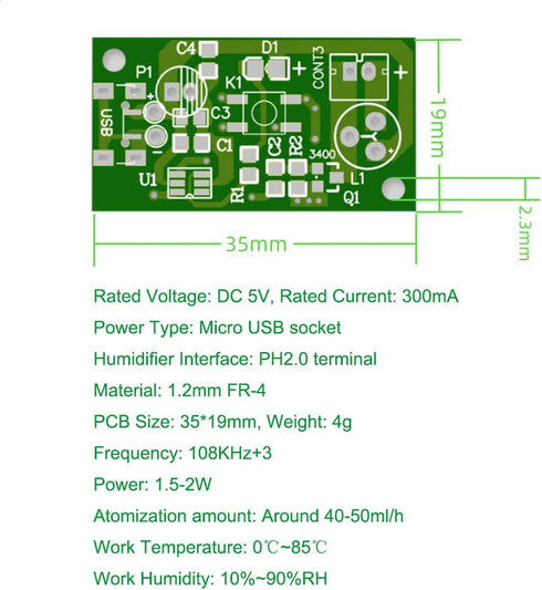 4Pcs USB Humidifieration Atomization Disc Mirco Interface Atomization Drive Circuit Board DC 5V for DIY Home by SazkJere