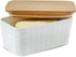 Large Ceramic Butter Dish with Lid, Airtight Cover for Countertop or Refrigerator, White Embossed Pattern