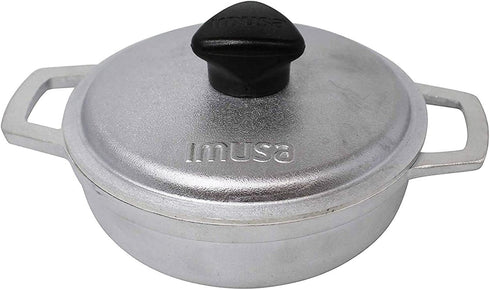 IMUSA 0.5Qt Mini Cast Aluminum Traditional Caldero Set with Lid, Silver