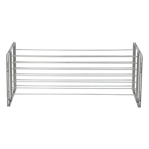 Two-Tier Chrome Shoe Rack - Stackable Storage Solution