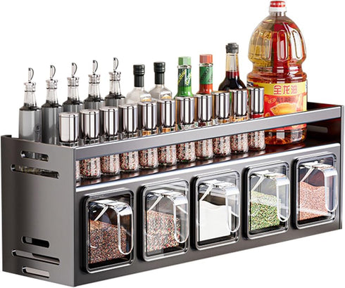 ANQIA Kitchen Spice Rack Wall Mount Hanging Seasoning Box Over Stove Hanging Shelf