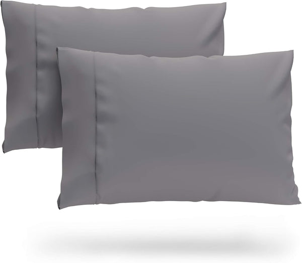 Cosy House Collection Set of 2 Luxury Cooling Pillow Cases - Standard, Silver, Breathable & Cooling with Envelope