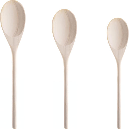 Pro Grade Super Comfy Wooden Spoon - 3 Pc Set, Heavy Duty Cooking Utensils with Long Handles for Baking and Mixing