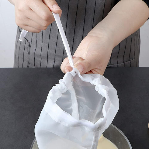 6 Pack - 200 Mesh Fine Mesh Strainer & Nut Milk Bags, Reusable Food Strainer, Food Grade BPA-Free, Ultra Strong Fine