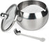 asika Stainless Steel Sugar Bowl with Clear Lid and Spoon, Drum Shape Small Condiment Container for Home, 8.1 Ounces