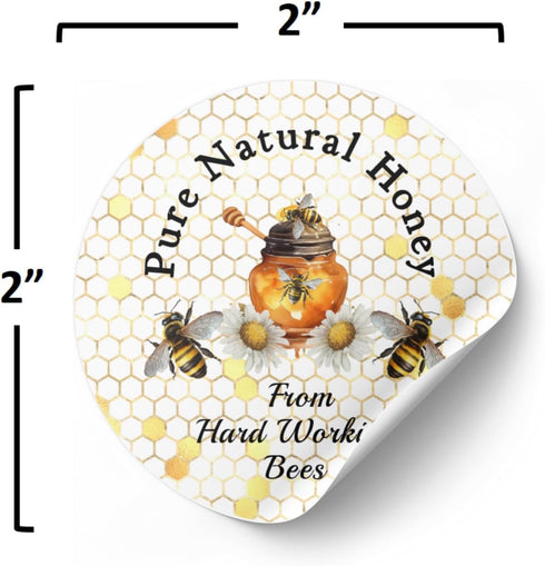 Set 40 of Natural Honey Jar Labels - Glossy Stickers & Tags