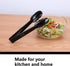 24 Pieces Black Plastic Salad Tongs, 9 Inch Heavy Duty Scalloped Kitchen Serving Utensils Set for BBQ and Buffets