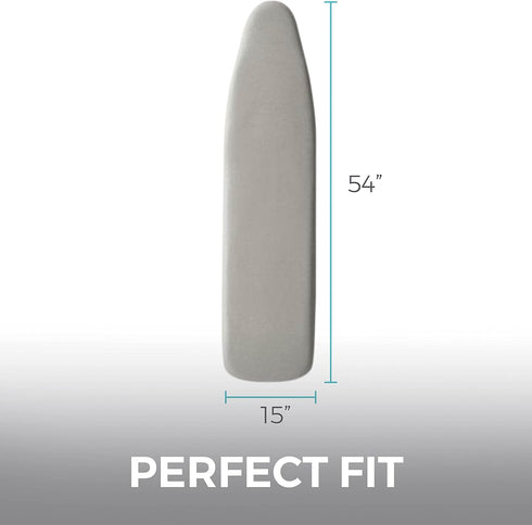HOME GENIE Ironing Board Cover, Silicone Coating, Full Size Scorch Resistant Padding, Heavy Duty Silver Covers