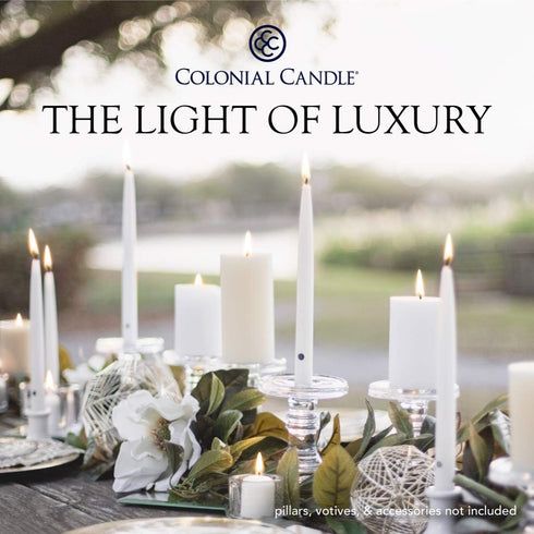 Colonial Candle Unscented Taper Candle, Wedgewood, 10 In, Pack of 12, Up to 8 Hours Burn