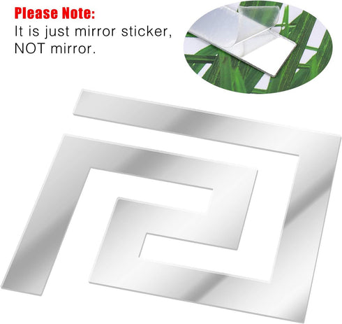 SelfTek 48Pcs Acrylic Mirror Wall Stickers, Peel and Stick Mirror Decals for DIY Home Decor, Silver