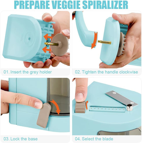 4-IN-1 Badelite Vegetable Spiralizer Rotating Blade Veggie Spiralizer Zucchini Noodle Maker with Strong Suction Cup