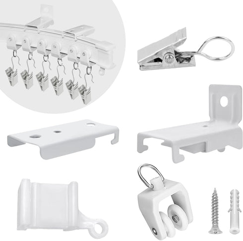 KOLAKO Curtain Track Accessories for 20Ft Flexible Bendable Ceiling Wall Mount Curved Curtain Track Hardware