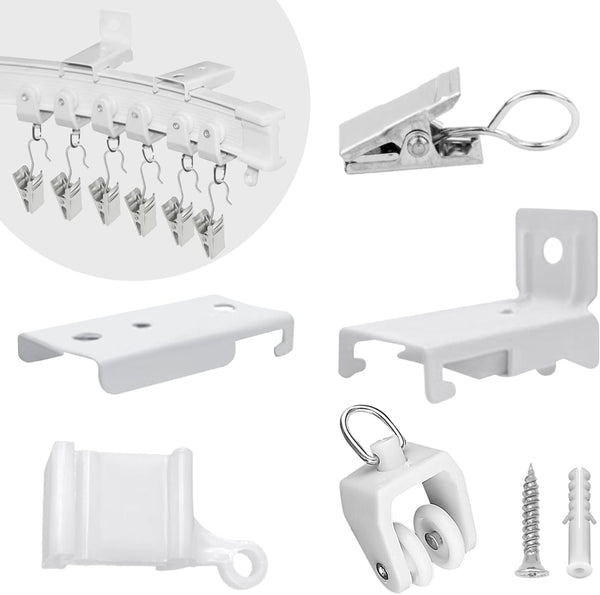 KOLAKO Curtain Track Accessories for 20Ft Flexible Bendable Ceiling Wall Mount Curved Curtain Track Hardware