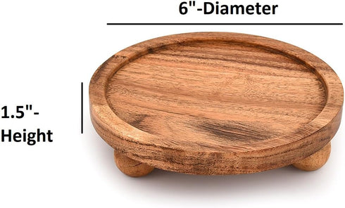 Mahasu Counter (6" 6" 1.5") (Set 2) Display Stand Acacia Wood Round Wooden Display Stand Tray for Display Farmhouse