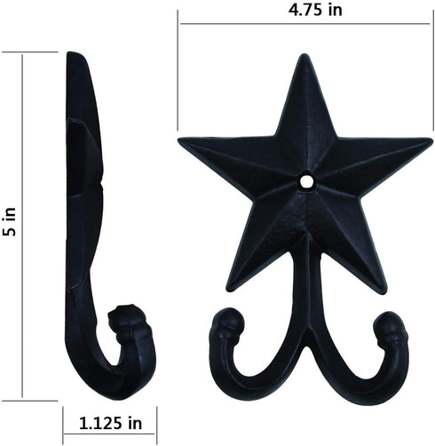 Vintage Wrought Iron Coat Hook, Wall Mounted Hat Hook with Screws Included, Star Design