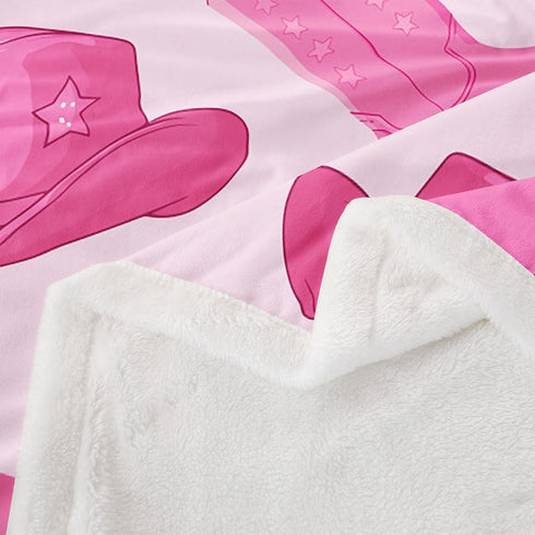 90"X90" Erosebridal Cowgirl Throw Blanket Cute Kawaii Pink Cowgirl Queen Fleece Blanket Gifts For Girls Women Cowboy