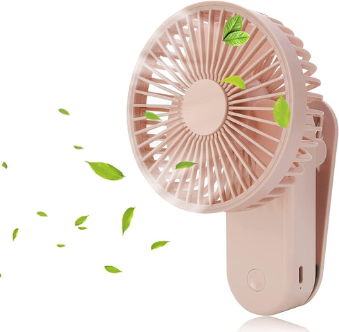 Portable Mini Clip on Fan - 4000mAh Rechargeable USB Battery Operated Stroller Fan with Magnetic Base, Pink