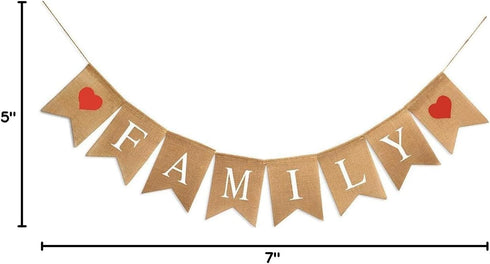 Family Banner Burlap Bunting - Family Reunion Sign & Photo Booth Props for Adoption & Reunion Party Decorations
