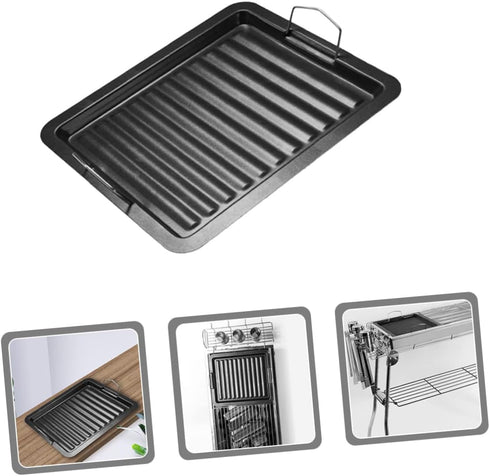 Outdoor Grill Pan, Enamel Grill Pan for Meat and Vegetables, Multi-use Picnic Supply