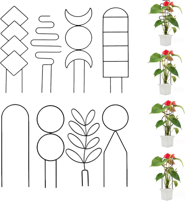 Simabsie 8 Packs Trellis for Potted Plant,Metal Wire Stake for Climbing Plants Indoor
