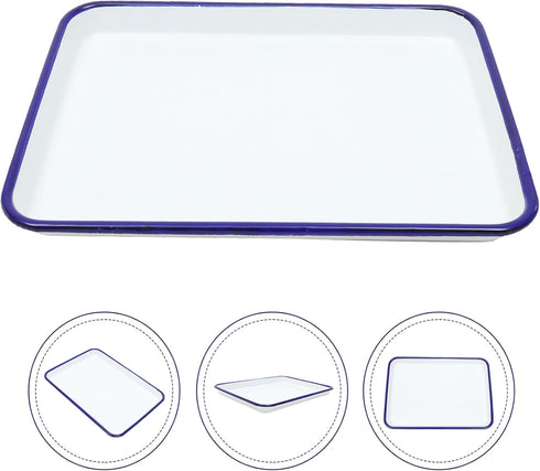 Zerodeko Enamel Baking Pan, Rectangular Cookie Sheet, Vintage Oven Tray for Farmhouse Camping Home