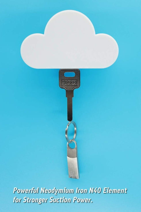 Meyerascal White Cloud Magnetic Key Holder for Wall, Strong Magnetic Keychain Organizer, Easy to Install